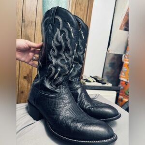 Tony Lama Black and Silver Western Boots